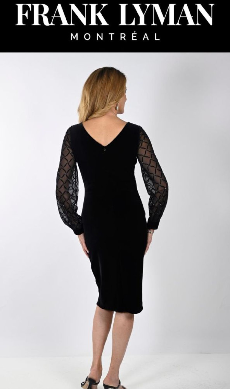 Women FRANK LYMAN Dresses | Frank Lyman- Velvet Beaded Dress Black-Gold