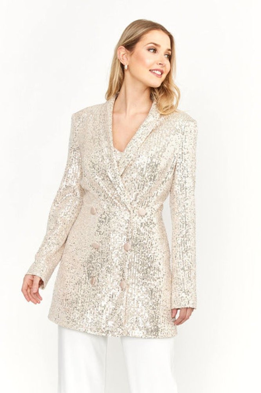 Women FRANK LYMAN Tops | Frank Lyman- Sequin Blazer 239814U