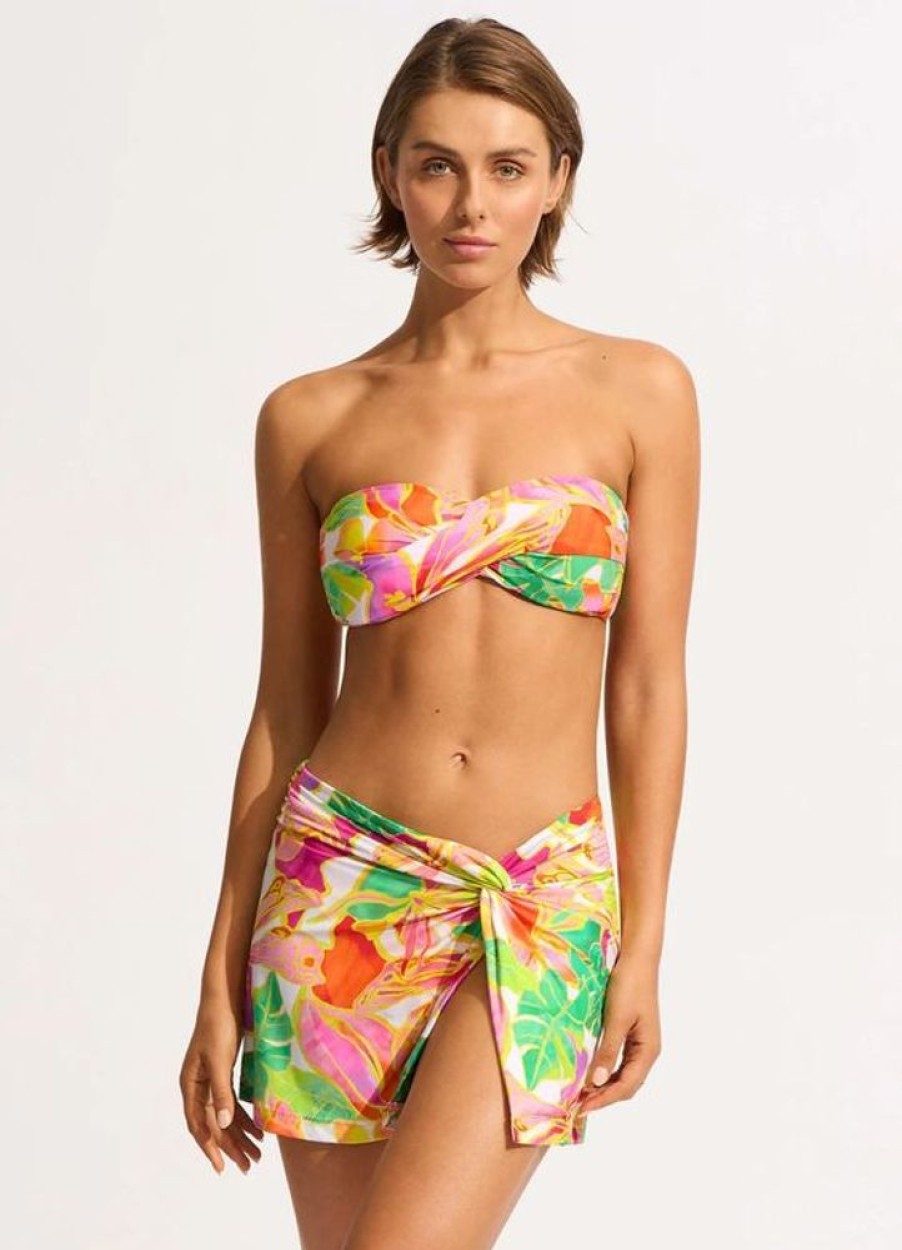 Women SEAFOLLY Tops | Seafolly- Women'S Wonderland Swim Bandeau Fuchsia Rose