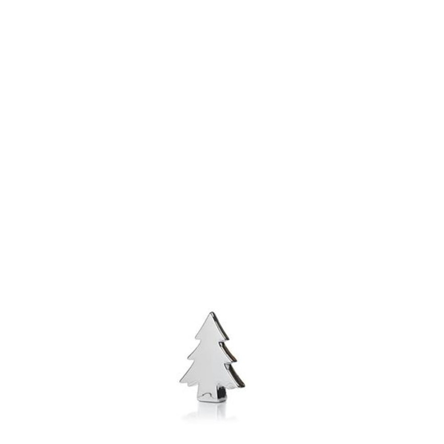 Cottage Kitchen SCHAUBEN & CO Decor | Zodax- Teton Ceramic Silver Tree 4.5"