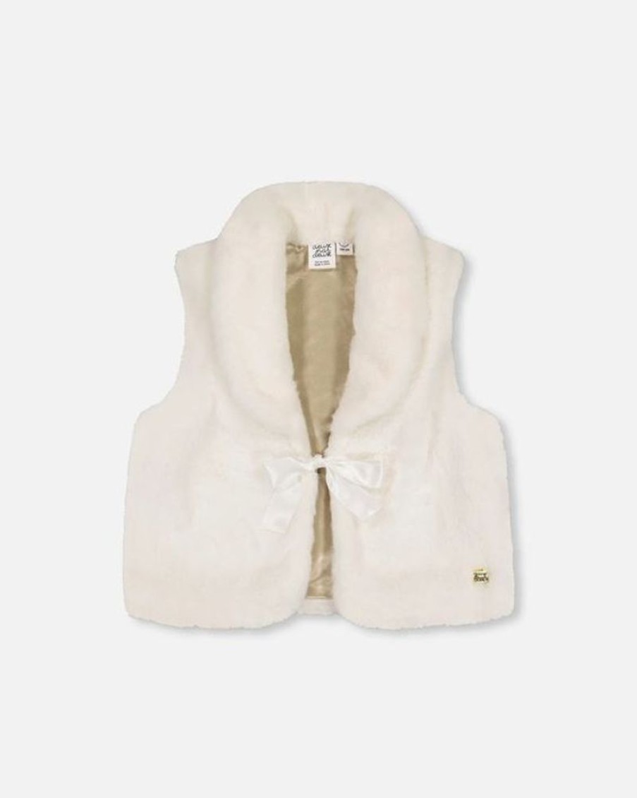 Kid DEUXPARDEUX Tops | Deux Par Deux- Little Kids Faux Fur Vest Off White