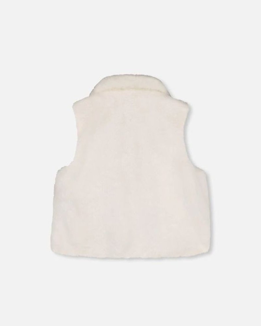 Kid DEUXPARDEUX Tops | Deux Par Deux- Little Kids Faux Fur Vest Off White