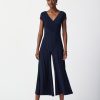 Women JOSEPH RIBKOFF Rompers | Joseph Ribkoff- Wrap Front Cropped Jumpsuit Midnight Blue