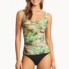 Women SEA LEVEL Tankinis | Sea Level- Ladies Lost Paradise Singlet Tankini Top Green