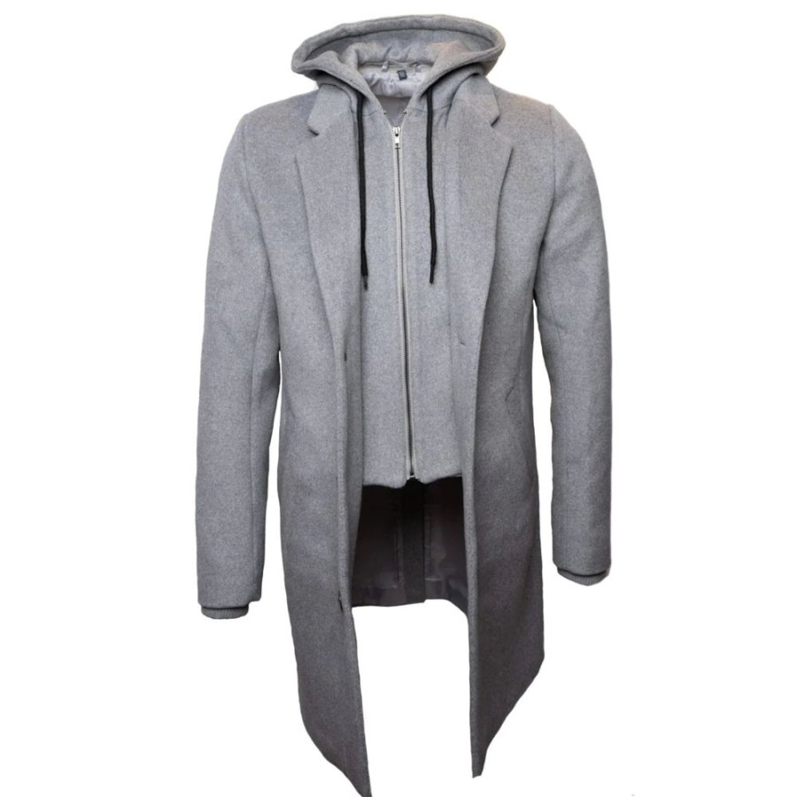 Men VIYELLA Coats & Jackets | Viyella- Men'S Wool Blend 3-Button Coat Light Grey