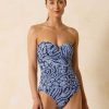 Women TOMMY BAHAMA One Piece | Tommy Bahama- Ladies Playa Brava V-Front One Piece Swimsuit Mare Navy