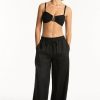 Women SEA LEVEL Cover-Ups | Sea Level- Ladies Tidal Linen Palazzo Pant Black