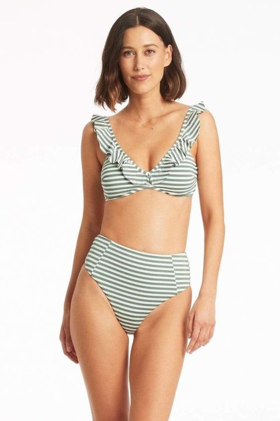 Women SEA LEVEL Tops | Sea Level- Ladies Capri Frill French Bralette Swim Top Khaki