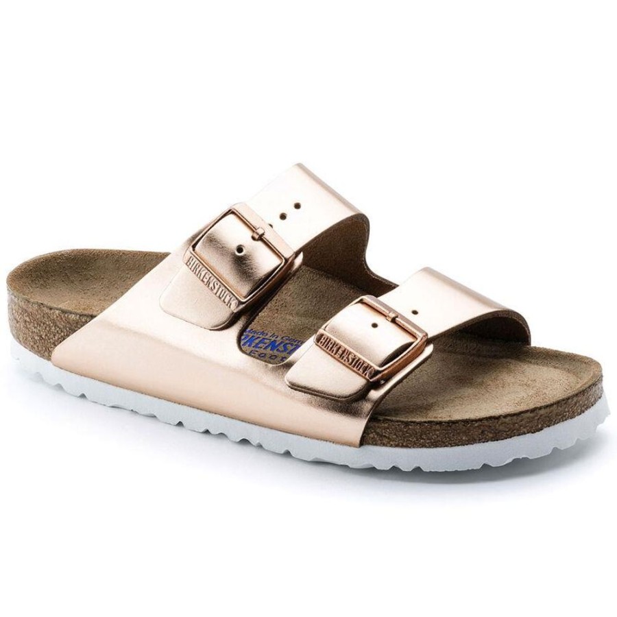 Women BIRKENSTOCK Casual Footwear | Birkenstock- Women'S Arizona Soft Bed Sandal Metallic Copper