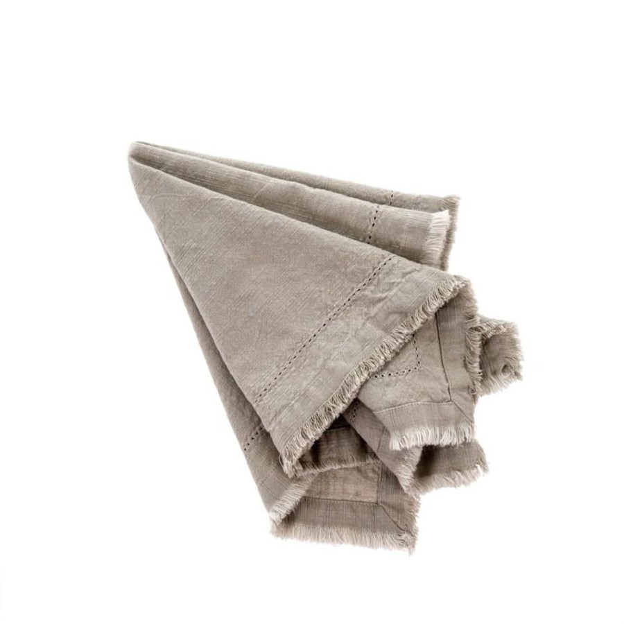 Cottage Kitchen INDABA Napkins | Indaba- Frayed Edge Napkin Crystal Gray