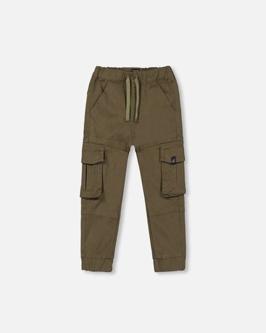 Kid DEUXPARDEUX Bottoms | Deux Par Deux- Little Kids Strech Twill Cargo Joggers Grape Leaf