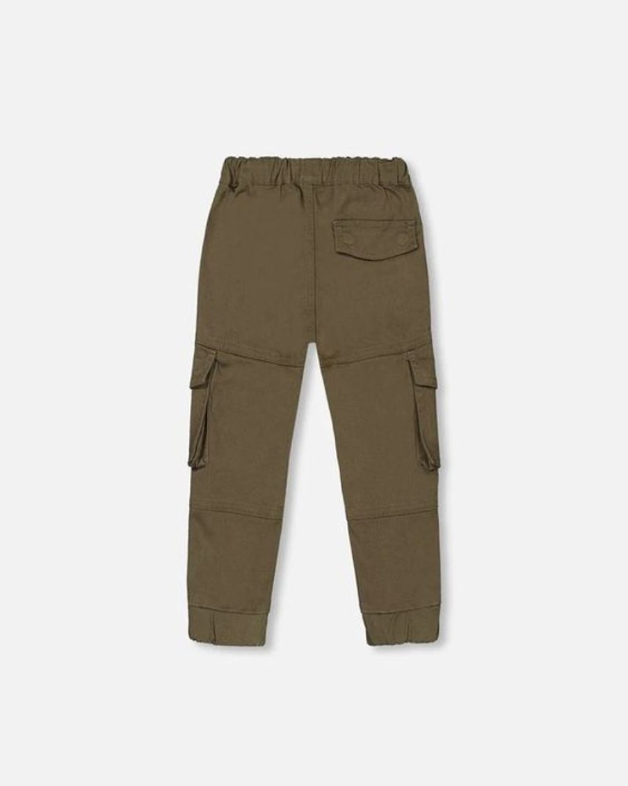 Kid DEUXPARDEUX Bottoms | Deux Par Deux- Little Kids Strech Twill Cargo Joggers Grape Leaf