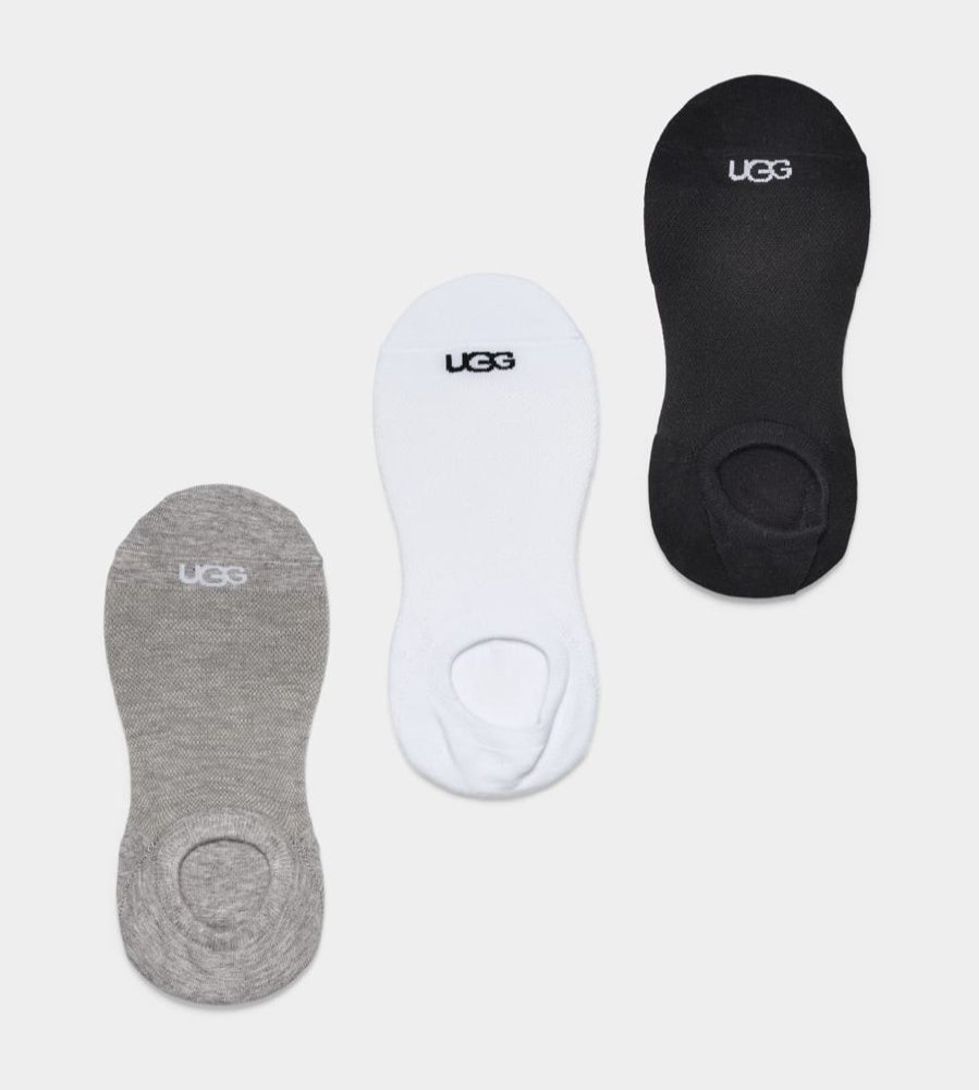 Women UGGS Intimates | Ugg- Ladies Stela No Show 3 Pack Socks Wht-Grey-Blk