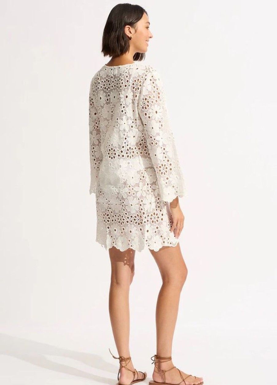 Women SEAFOLLY Cover-Ups | Seafolly- Ladies Crochet Kaftan White