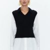 Women PISTOLA Tops | Pistola- Sweater Vest Shirt Black-White