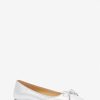 Women MICHAEL KORS Casual Footwear | Michael Kors- Nori Flex Metallic Leather Ballet Flat Silver