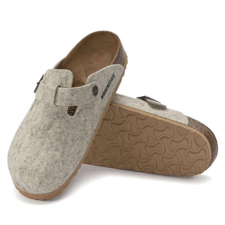 Women BIRKENSTOCK Casual Footwear | Birkenstock- Women'S Ecru Boston Wool Shoe