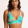 Women SEAFOLLY Tops | Seafolly- Ladies Longline Tropica Swim Top Jade