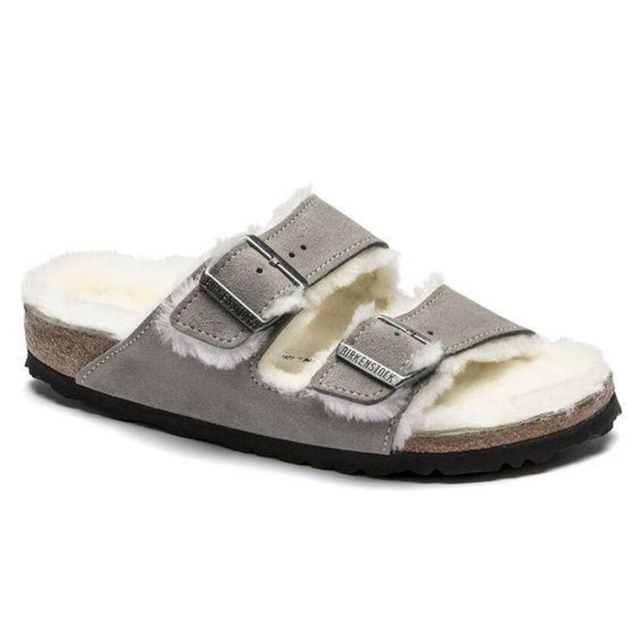 Women BIRKENSTOCK Casual Footwear | Birkenstock- Women'S Arizona Sherling Shoe Stone Coin