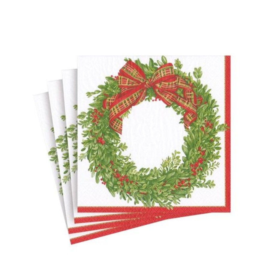 Cottage Kitchen CASPARI Napkins | Caspari- Boxwood & Berries Paper Napkin