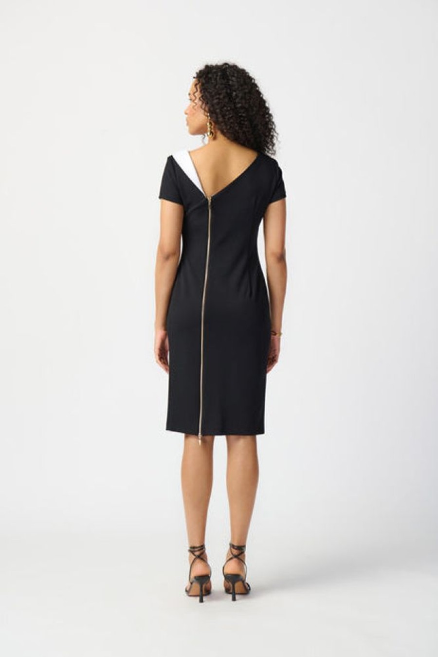 Women JOSEPH RIBKOFF Dresses | Joseph Ribkoff- Two-Tone Asymmetrical Dress Black-Vanilla