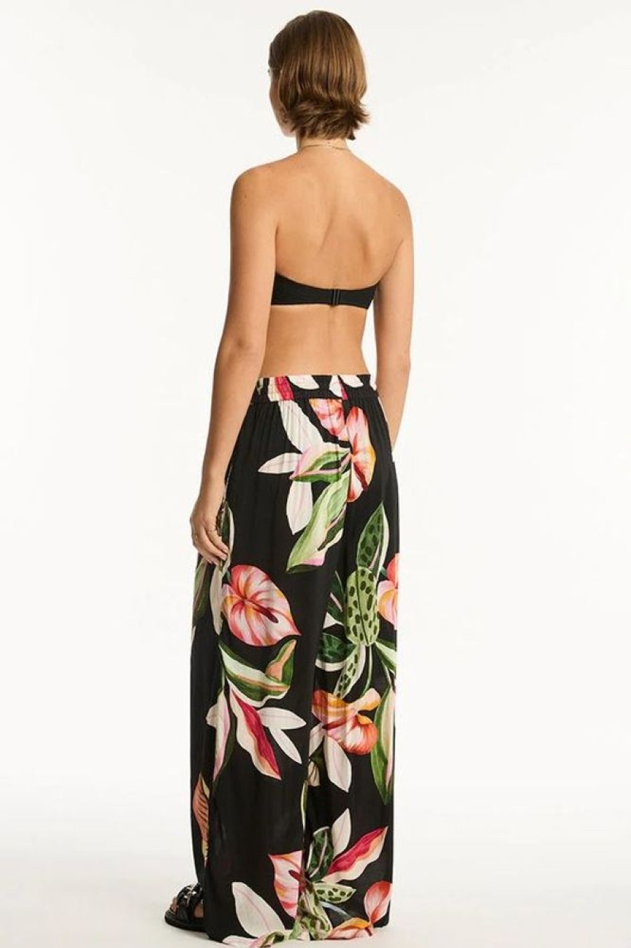 Women SEA LEVEL Cover-Ups | Sea Level- Ladies Sundown Palazzo Pant Black Floral