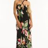 Women SEA LEVEL Cover-Ups | Sea Level- Ladies Sundown Halter Bandeau Dress Black Floral