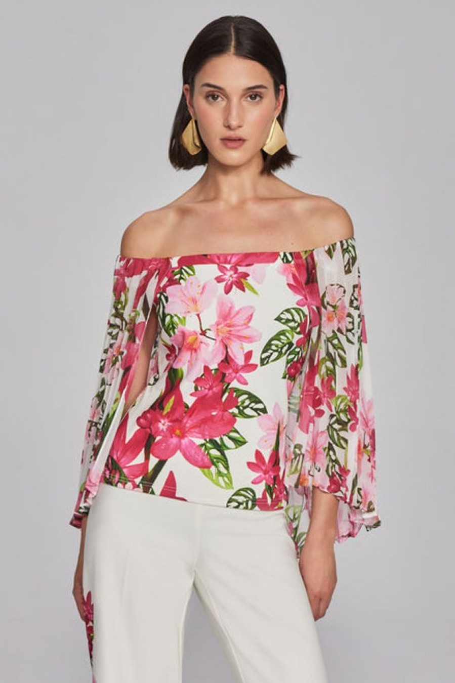 Women JOSEPH RIBKOFF Tops | Joseph Ribkoff- Floral Print Top Vanilla-Multi