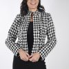 Women FRANK LYMAN Coats & Jackets | Frank Lyman- Woven Jacket 233813U Black-Offwhite