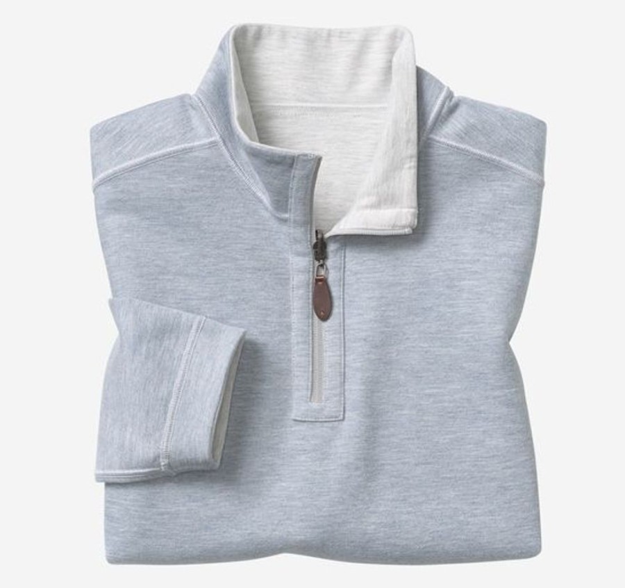 Men JOHNSTON & MURPHY Tops | Johnston & Murphy- Men'S Reversible Solid Quarter-Zip White-Storm