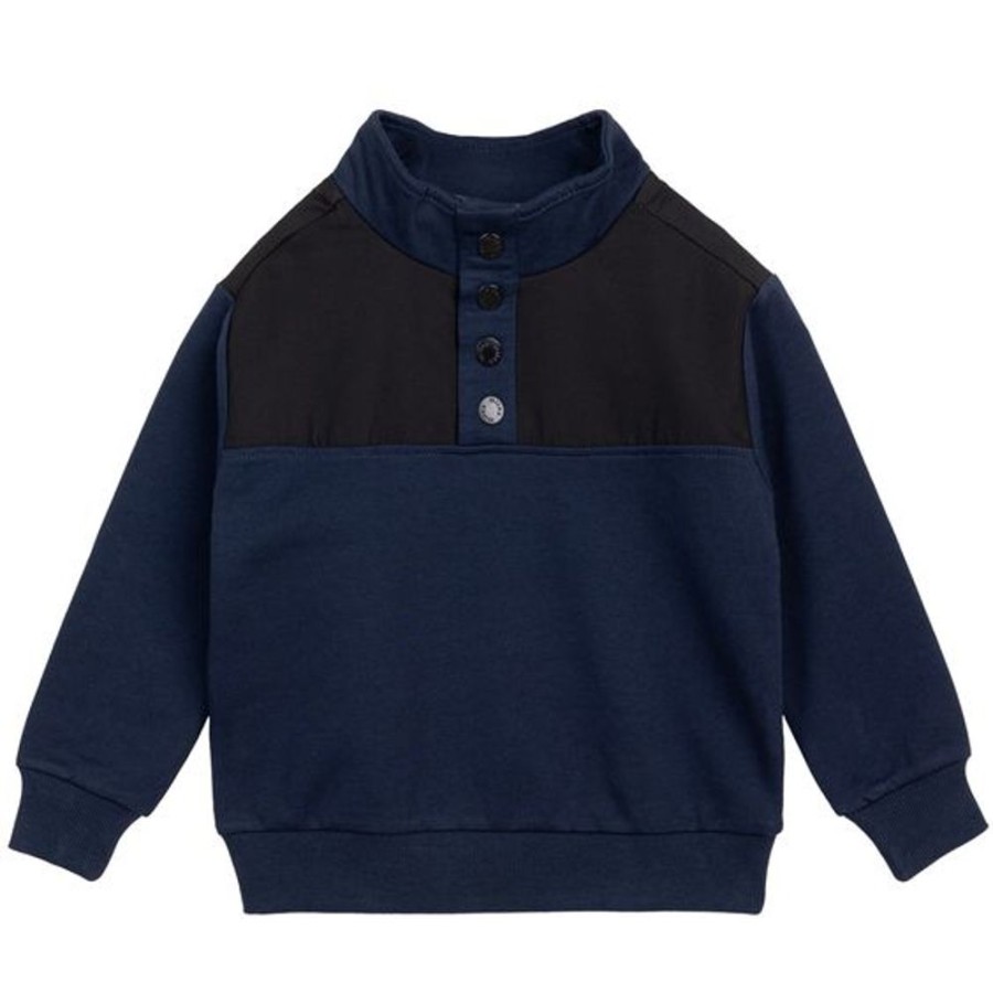 Kid MILES THE LABEL Tops | Miles The Label- Kids Long Sleeve Sweater Navy