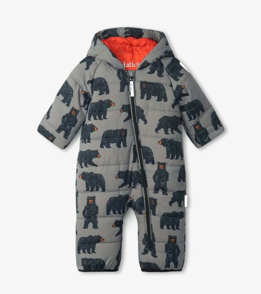 Kid HATLEY Sets | Hatley- Baby Wild Bears Snowsuit Charcoal