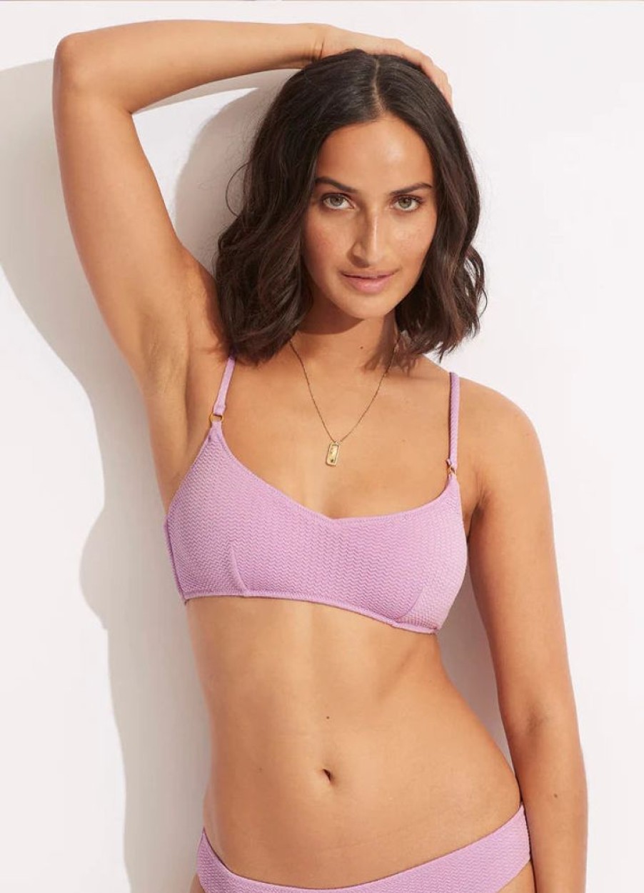 Women SEAFOLLY Tops | Seafolly- Ladies Sea Dive Bralette Swim Top Lilac