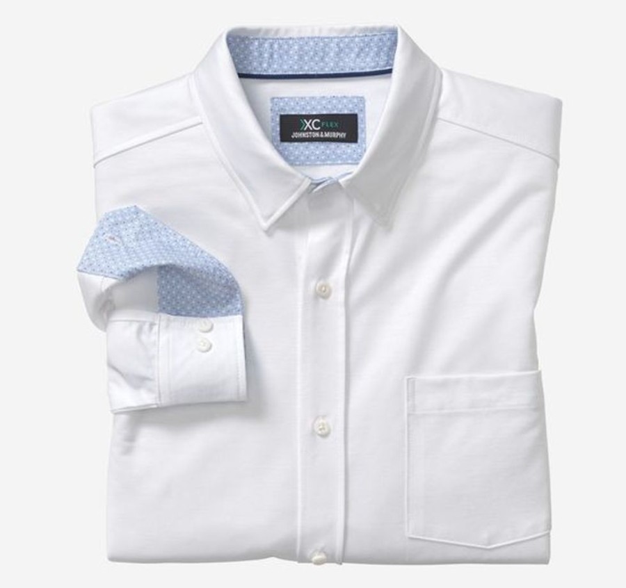 Men JOHNSTON & MURPHY Tops | Johnston & Murphy- Men'S Xc Flex® Stretch Long-Sleeve Shirt White