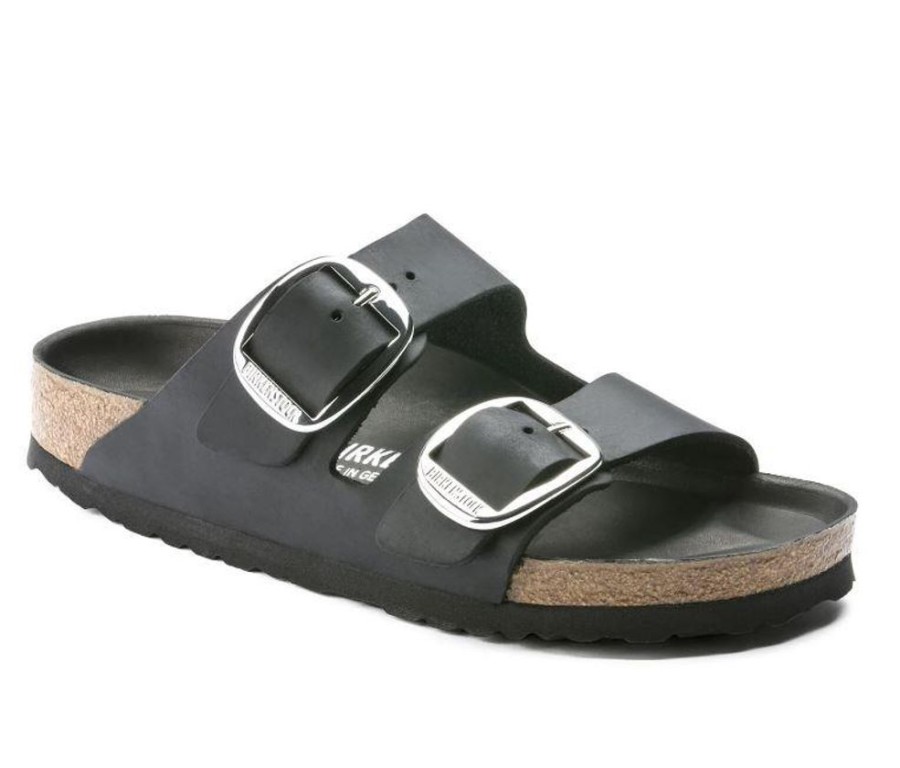 Women BIRKENSTOCK Sandals | Birkenstock-Women'S Arizona Big Buckle Oiled Leather Sandal Black