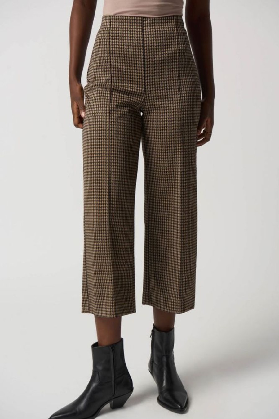 Women JOSEPH RIBKOFF Bottoms | Joseph Ribkoff- Houndstooth Culottes Pant 233249 Blk-Beige