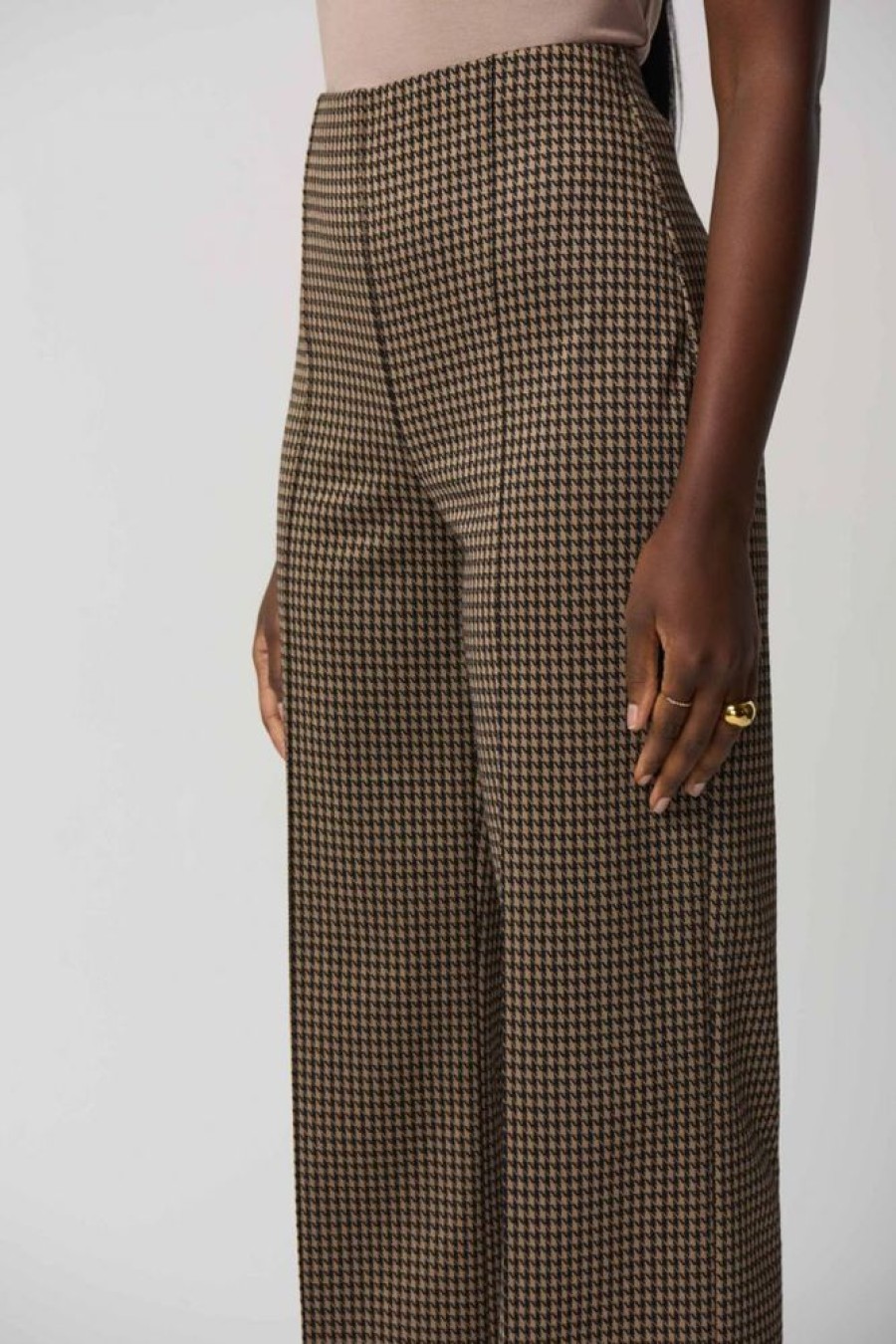 Women JOSEPH RIBKOFF Bottoms | Joseph Ribkoff- Houndstooth Culottes Pant 233249 Blk-Beige