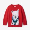 Kid HATLEY Tops | Hatley- Baby Holiday Bear Crew Neck Sweater Red