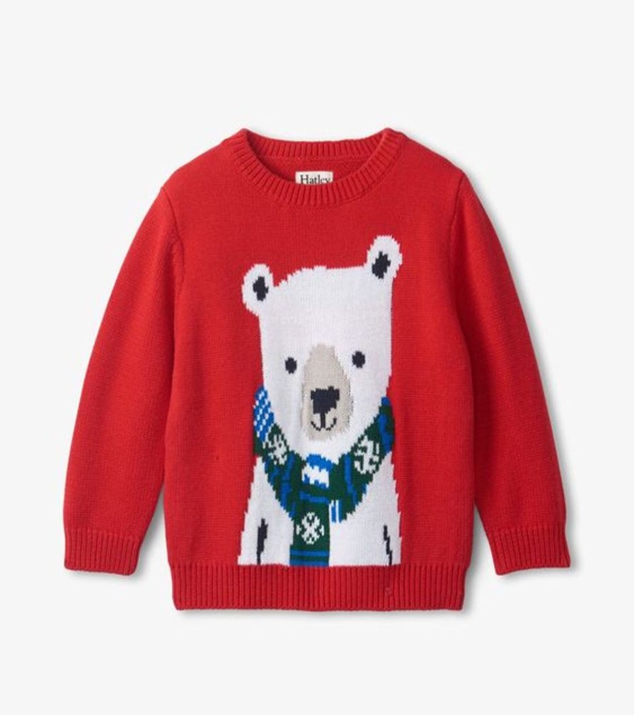 Kid HATLEY Tops | Hatley- Baby Holiday Bear Crew Neck Sweater Red