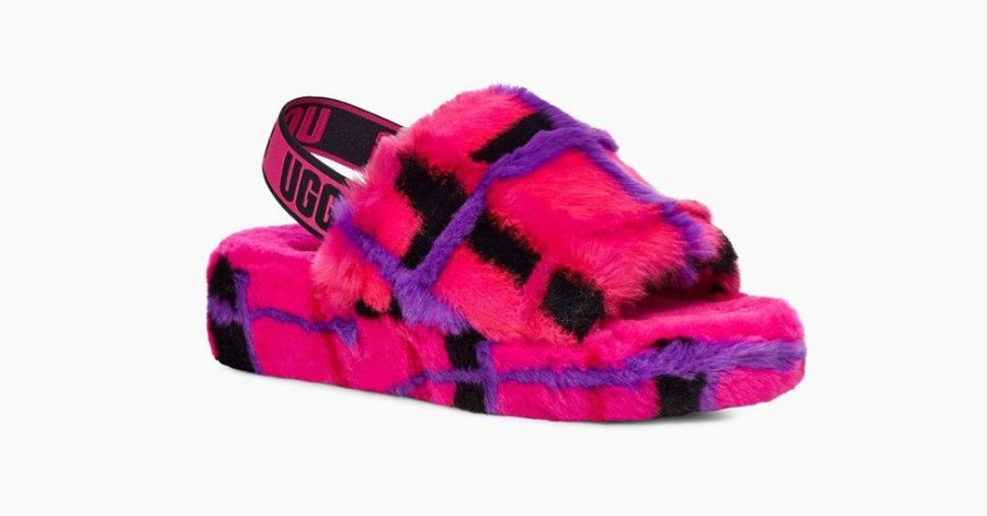 Women UGGS Slippers | Ugg- Ladies Fluff Yeah Slide Plaid Punk