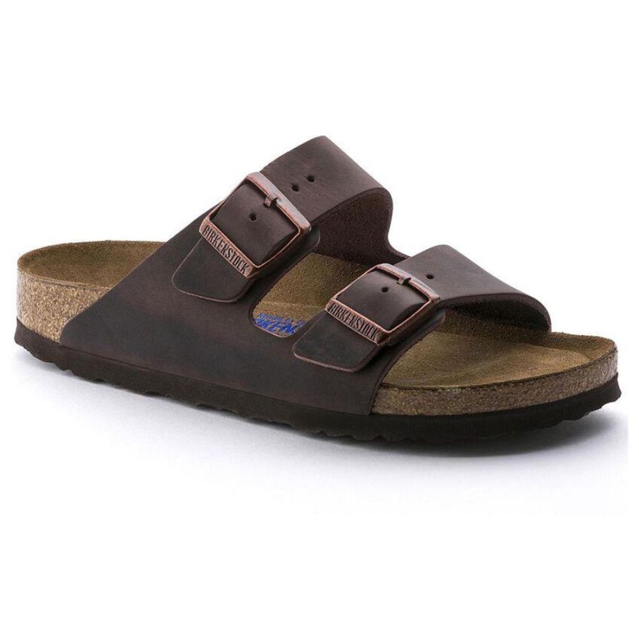 Women BIRKENSTOCK Sandals | Birkenstock- Arizona Leather Soft Footbed Sandal Habana