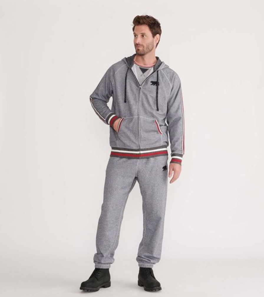 Men HATLEY Sleepwear & Lounge | Hatley- Men'S Marled Bear Joggers Grey