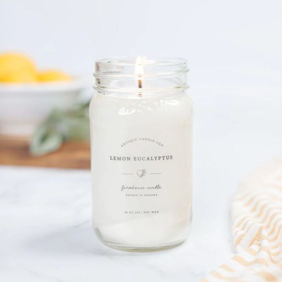 Cottage Kitchen ANTIQUE CANDLE CO Decor | Antiqu Candle Co- Lemon Eucaltyptus 16 Oz Candle