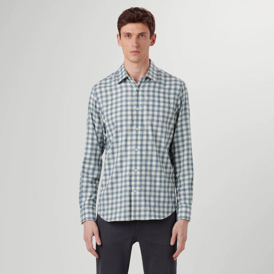 Men BUGATCHI Tops | Bugatchi- Men'S Julian Plaid Shirt Willow