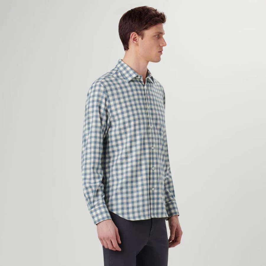 Men BUGATCHI Tops | Bugatchi- Men'S Julian Plaid Shirt Willow