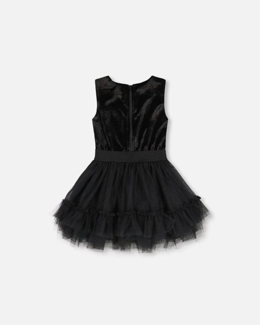 Kid DEUXPARDEUX Dresses & Rompers | Deux Par Deux- Kids Sleeveless Velvet Dress Anthracite