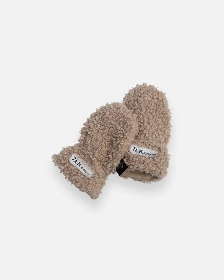 Kid 7AMENFANT Gloves | 7Am Enfant- Baby Teddy Mittens Oatmeal