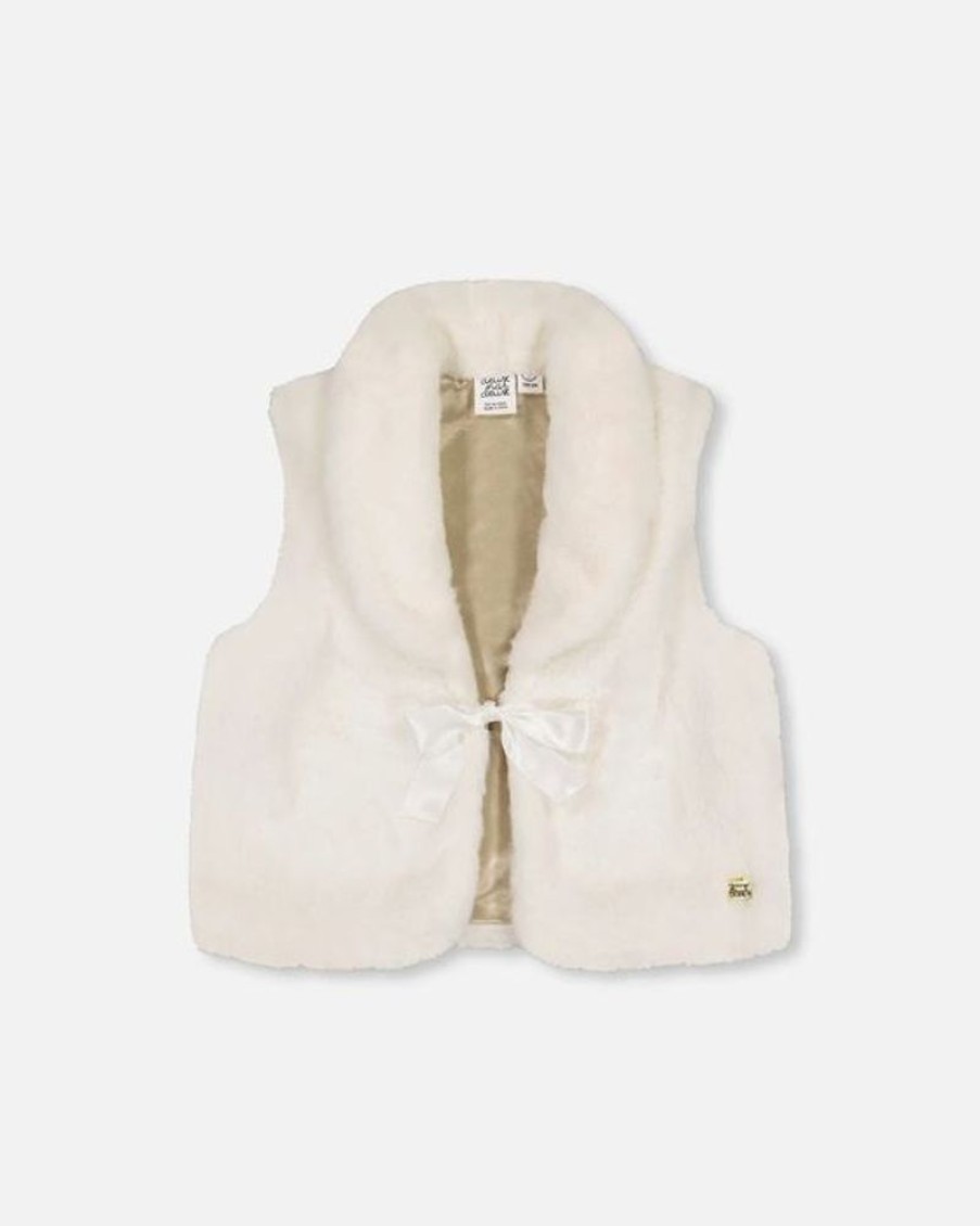 Kid DEUXPARDEUX Tops | Deux Par Deux- Big Kids Faux Fur Vest Off White