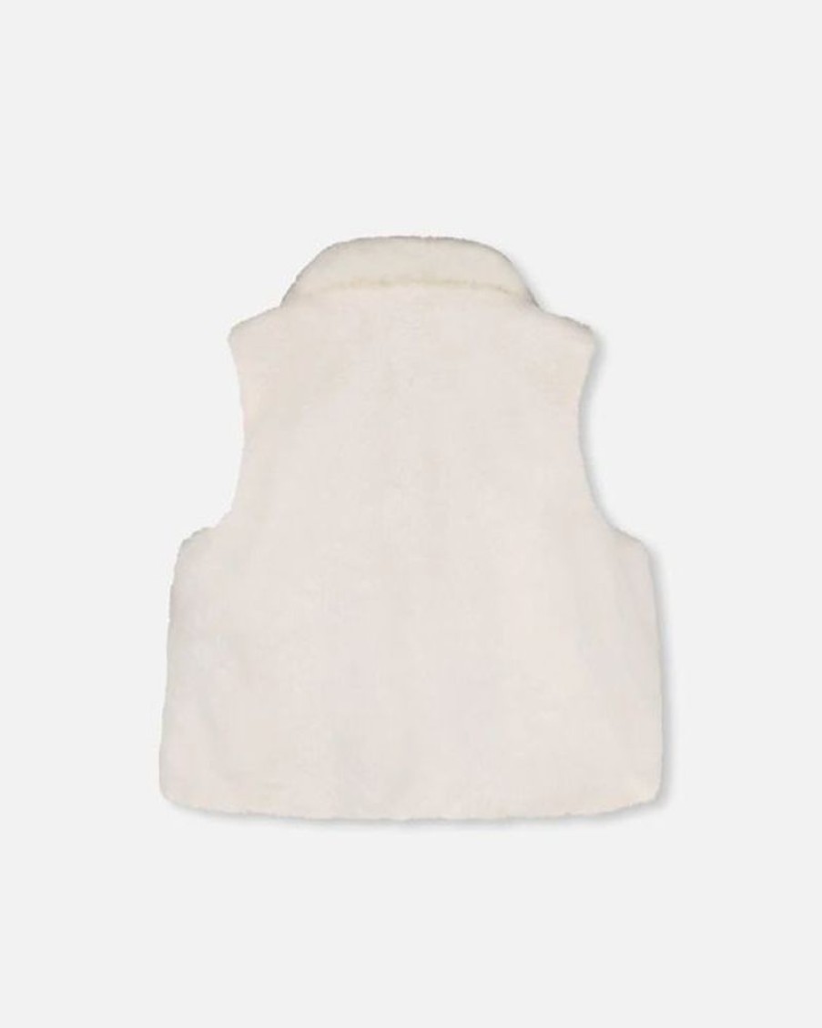 Kid DEUXPARDEUX Tops | Deux Par Deux- Big Kids Faux Fur Vest Off White