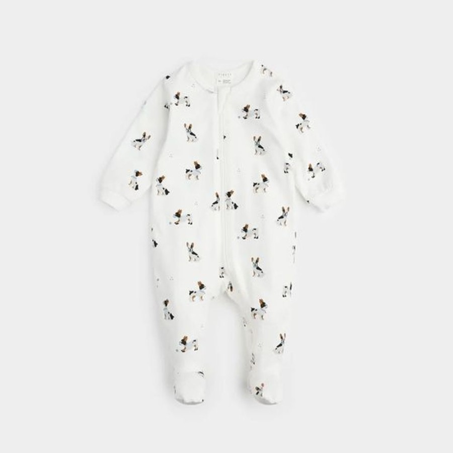 Kid PETIT LEM Sleepwear | Petit Lem- Baby Knit Sleeper Off White